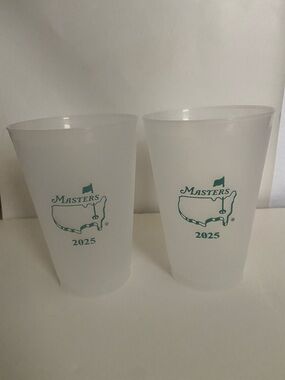 Masters White Reusable Cups with Green Logo - Set of 2
